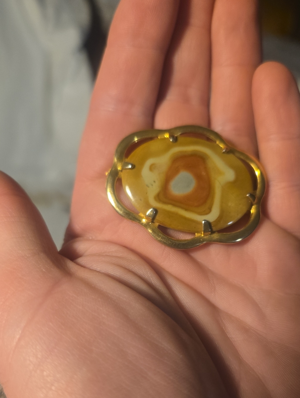 Gold-Tone  Mookaite Jasper Statement Brooch